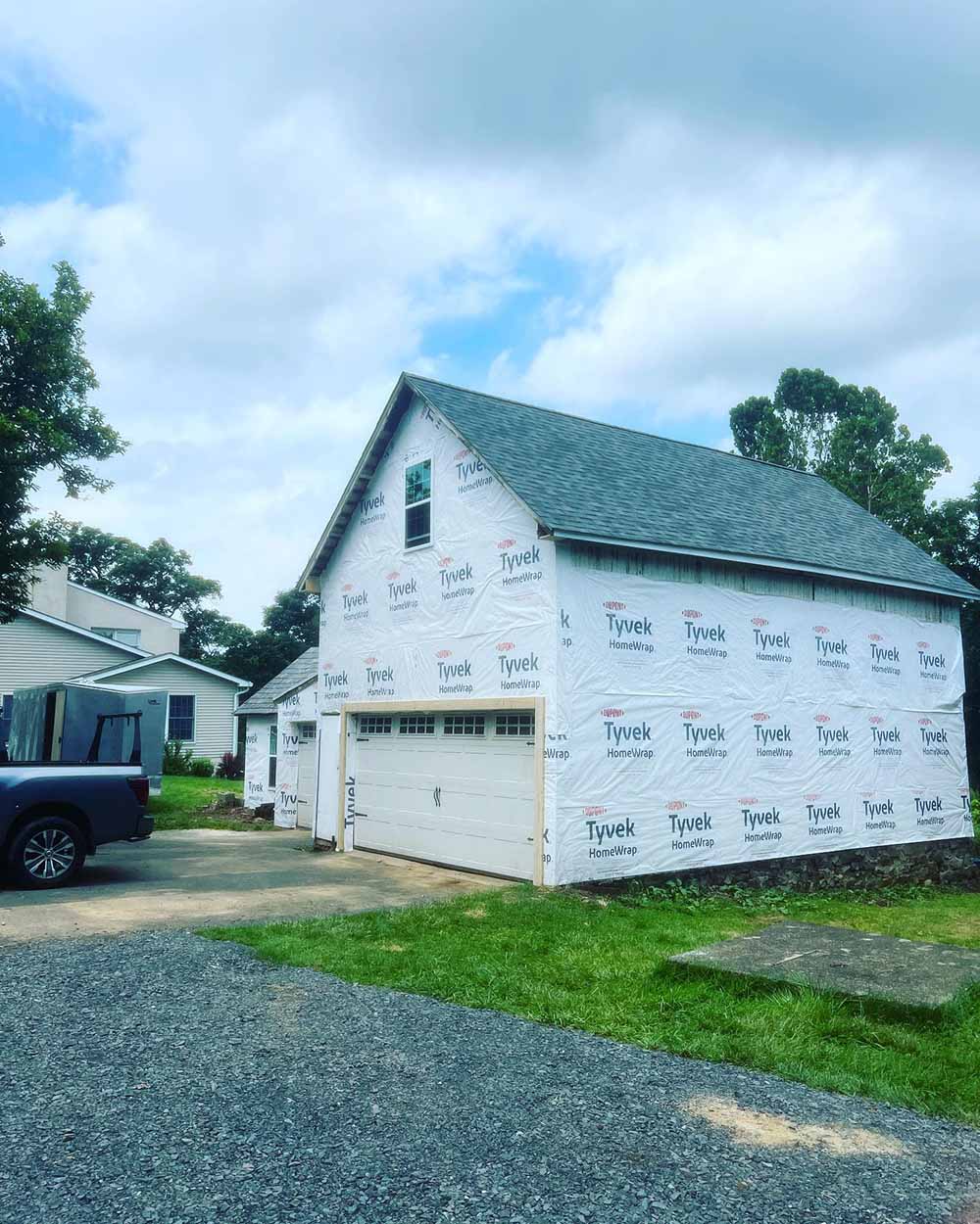 Roof and siding work in progress